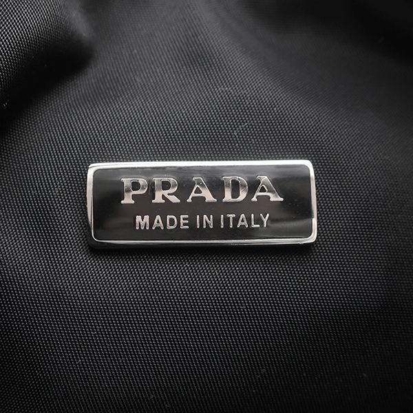 保管が簡単 プラダ PRADA ハンドバッグ ホーボー ミニバッグ ナイロン ブラック シルバー金具 黒 三角ロゴプレート MV515 保存袋 リンク