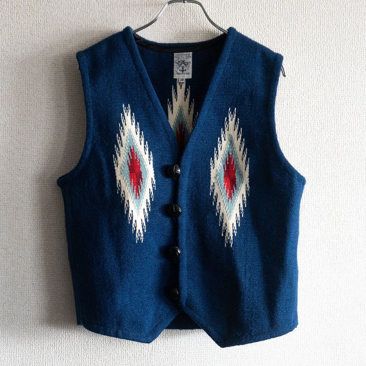 美品】 ORTEGA'S 【 チマヨベスト 】38 ブルー ウール オルテガ
