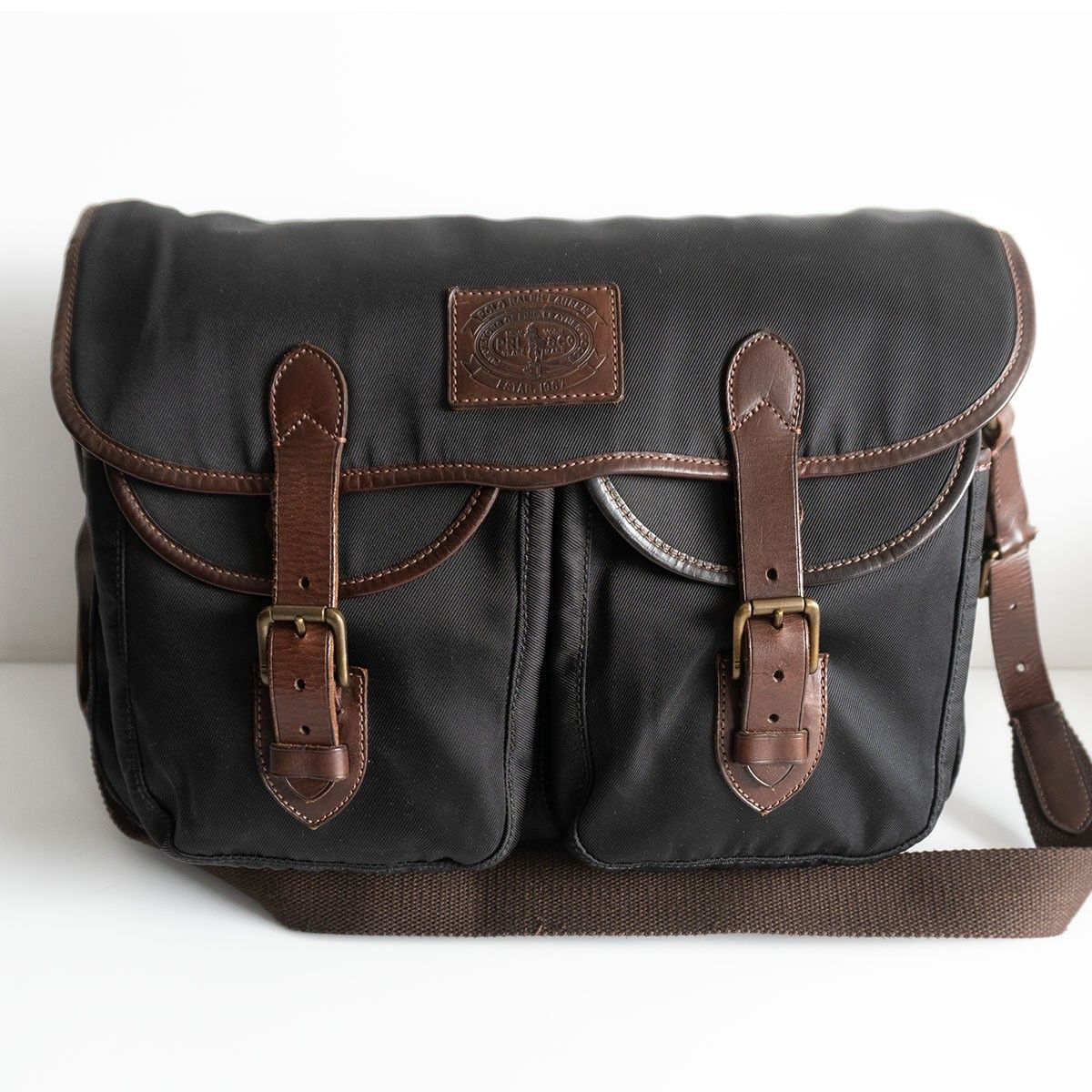 美品】POLO RALPH LAUREN【ナイロン×レザー ショルダーバッグ】ポロ 