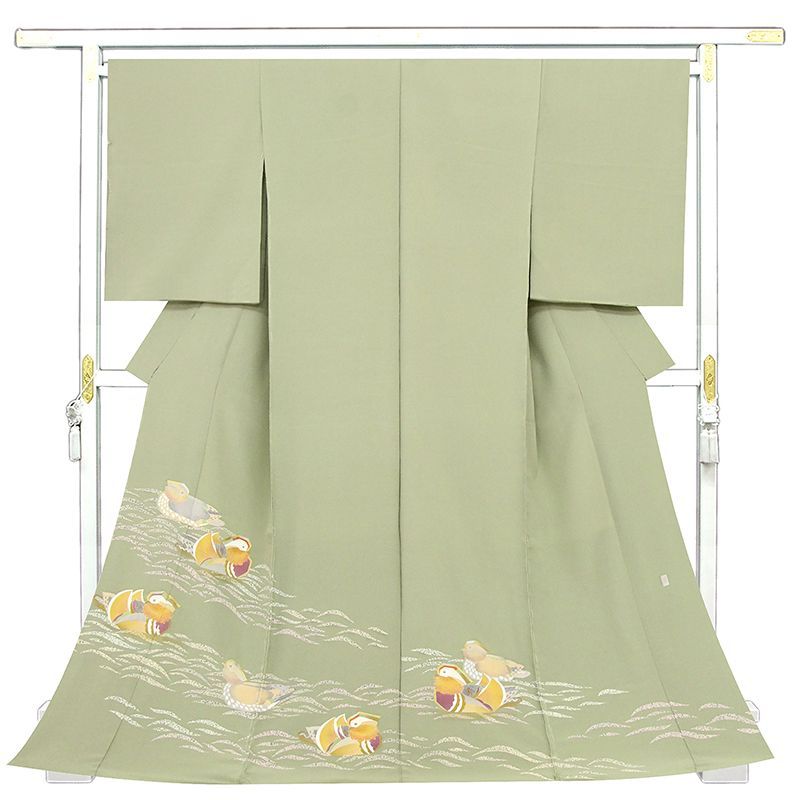 記念感謝祭 仕立無料 京友禅伝統工芸手描き白上げ蒔糊本友禅染 本金加工 特撰工芸四季波鳥文色留袖 落款入