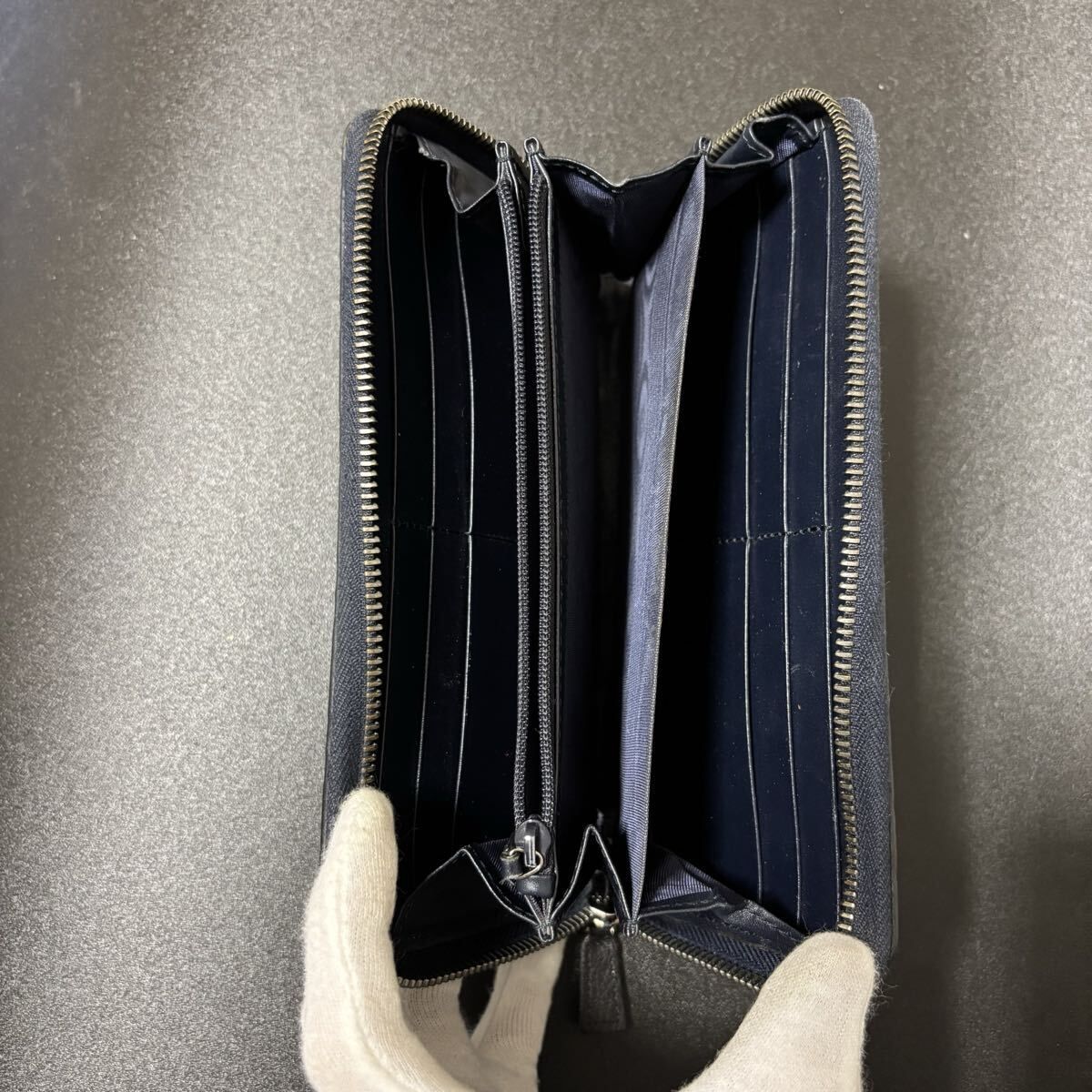 s31 グッチ GUCCI グッチ シマ レザー ネイビー 濃 紺 長財布 GG