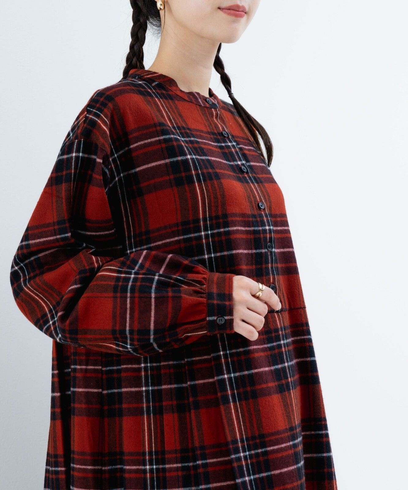 起毛チェック柄プリーツワンピース チェック