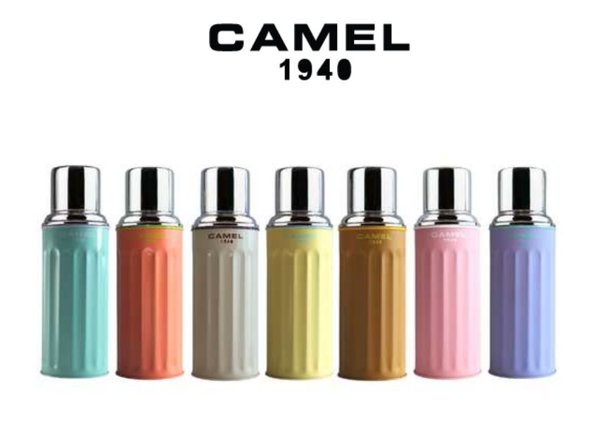 香港製 CAMEL 魔法瓶 450ml 二重ガラス 真空断熱 フラスク キャップ一体型ストッパー付き 122CL Cantaloupe マスクメロン