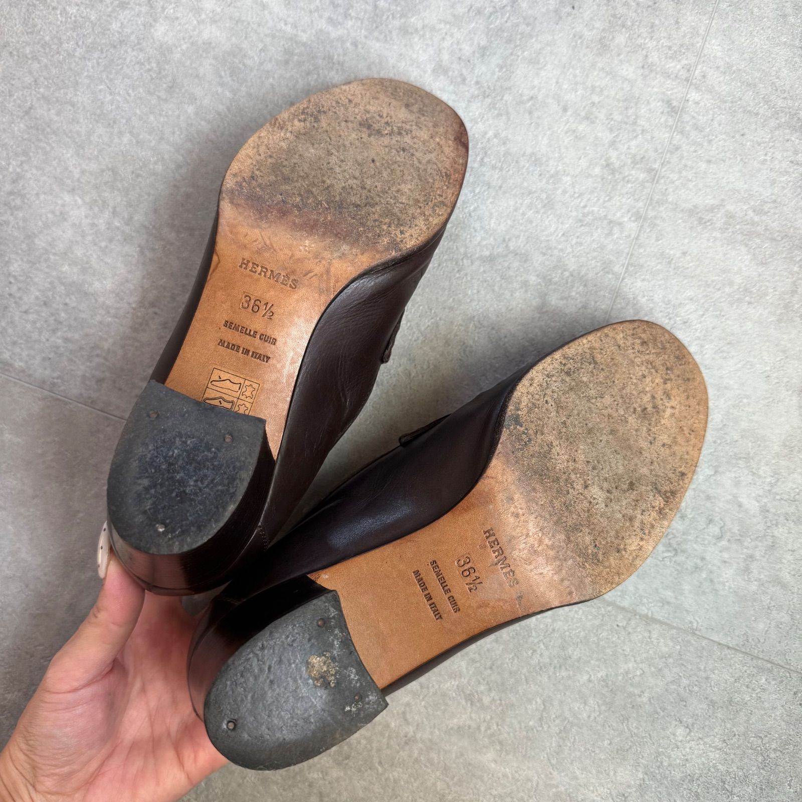 【希少】エルメス　ローファー　Hロゴ　ゴールド金具　ブラウン　35 HERMES エルメス ローファー Hロゴ 革靴 コンスタンス レザー ブラウン