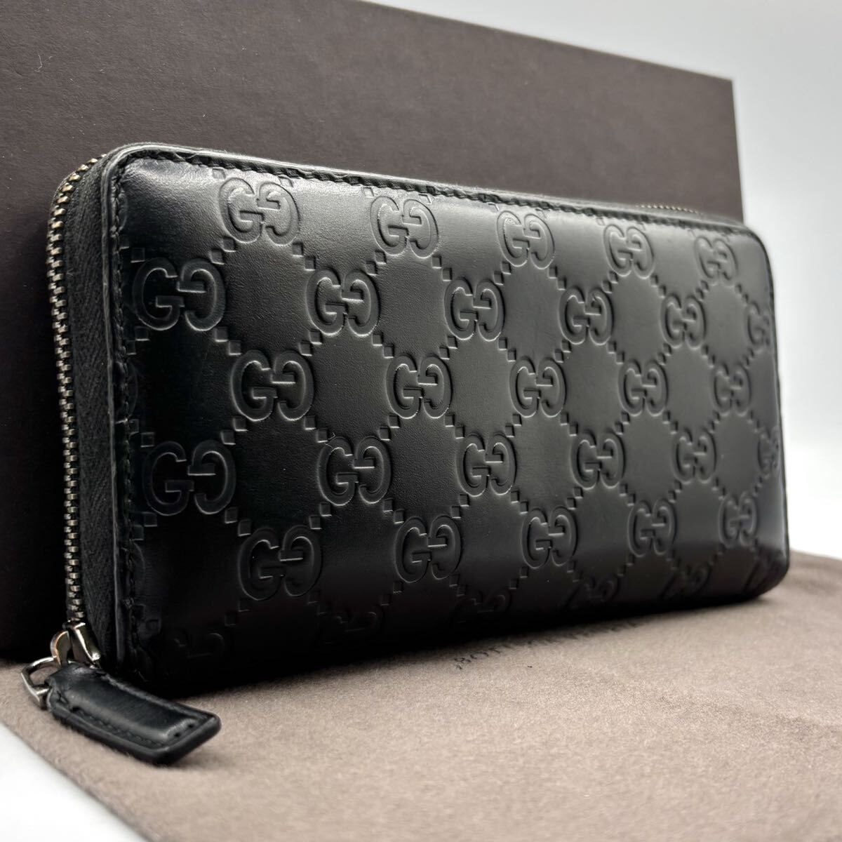 【激レア 美品】グッチ　長財布　ジッピーウォレット　シマレザー　GG柄　ブラック s32 GUCCI グッチ グッチ シマ レザー ブラック 黒 長財布 ジップ