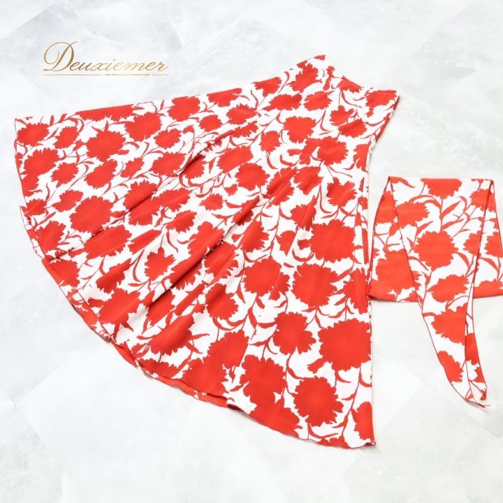  フラメンコ 衣装 ファルダ スカート シージョ 花柄 赤 白 軽い 薄い ダンス パーティ 発表会 レッド系 ホワイト系 おしゃれ パーティドレス フェスティバル レディース コスチューム かわいい エレガント 発表会衣装 ステージ衣装 スカート フラメンコ