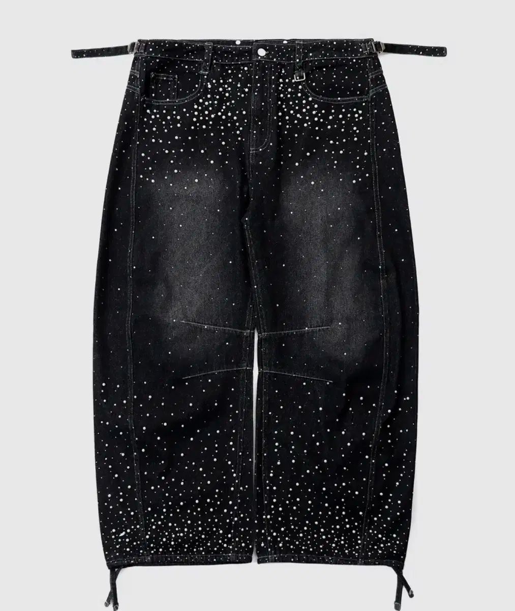 バッドブラッド BBNT LINEストーン カーブド パンツ ブラック XXS