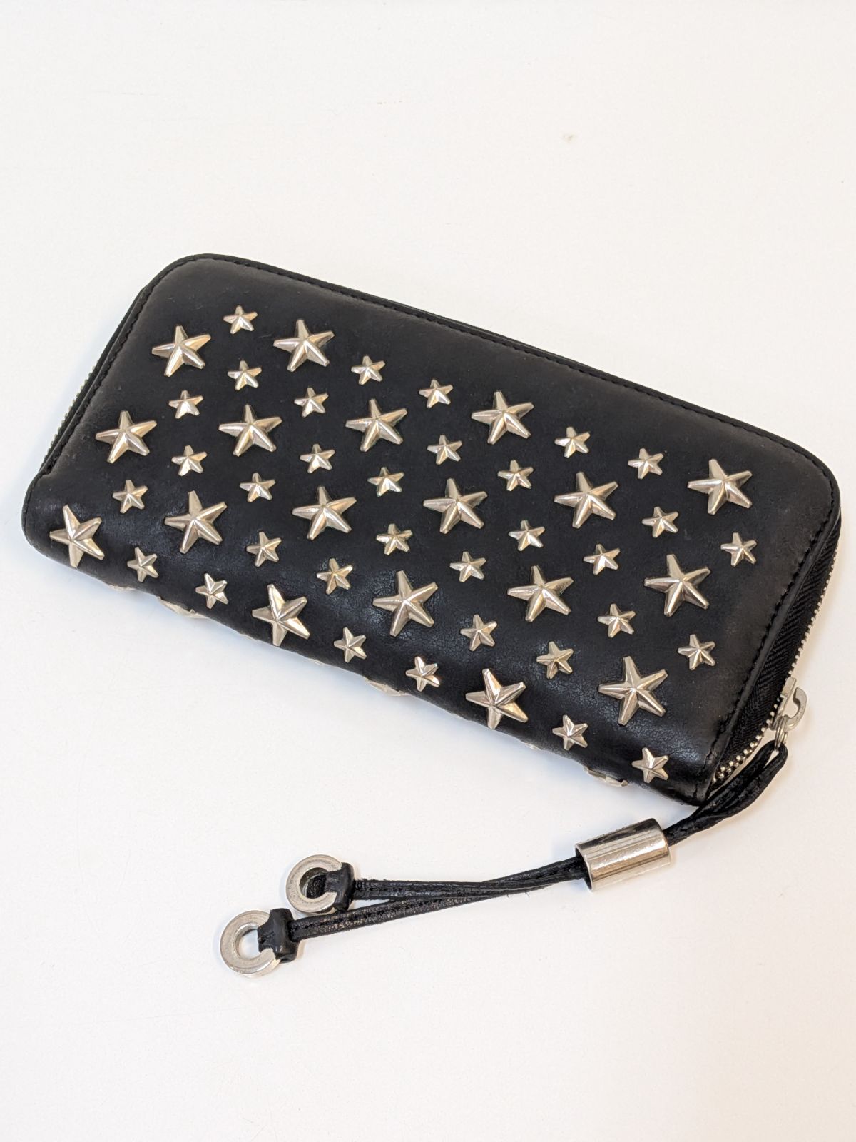 真贋済】JIMMY CHOO 長財布 スタースタッズ ラウンドファスナー