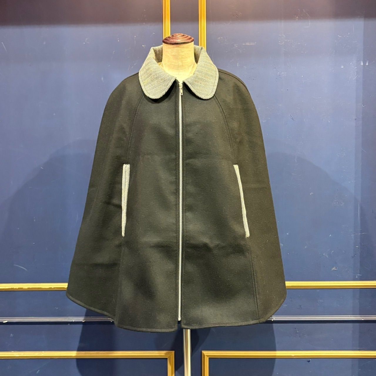 jewel trash マント ヘリンボーン×ブラック ポンチョ モッズ レトロ 昭和 retro fashion