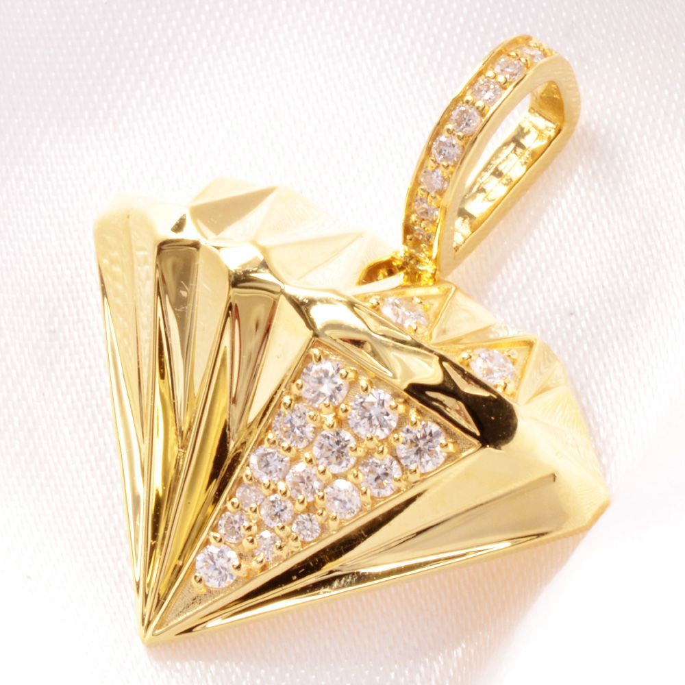 ペンダントトップ メンズ 18金 K18 18K ダイヤモンド ダイヤモンドモチーフ ペンダントヘッド ネックレストップ イエローゴールド 男性用 刻印入り 鑑別書付き シンプル プレゼント ギフト マート メルカリShops店