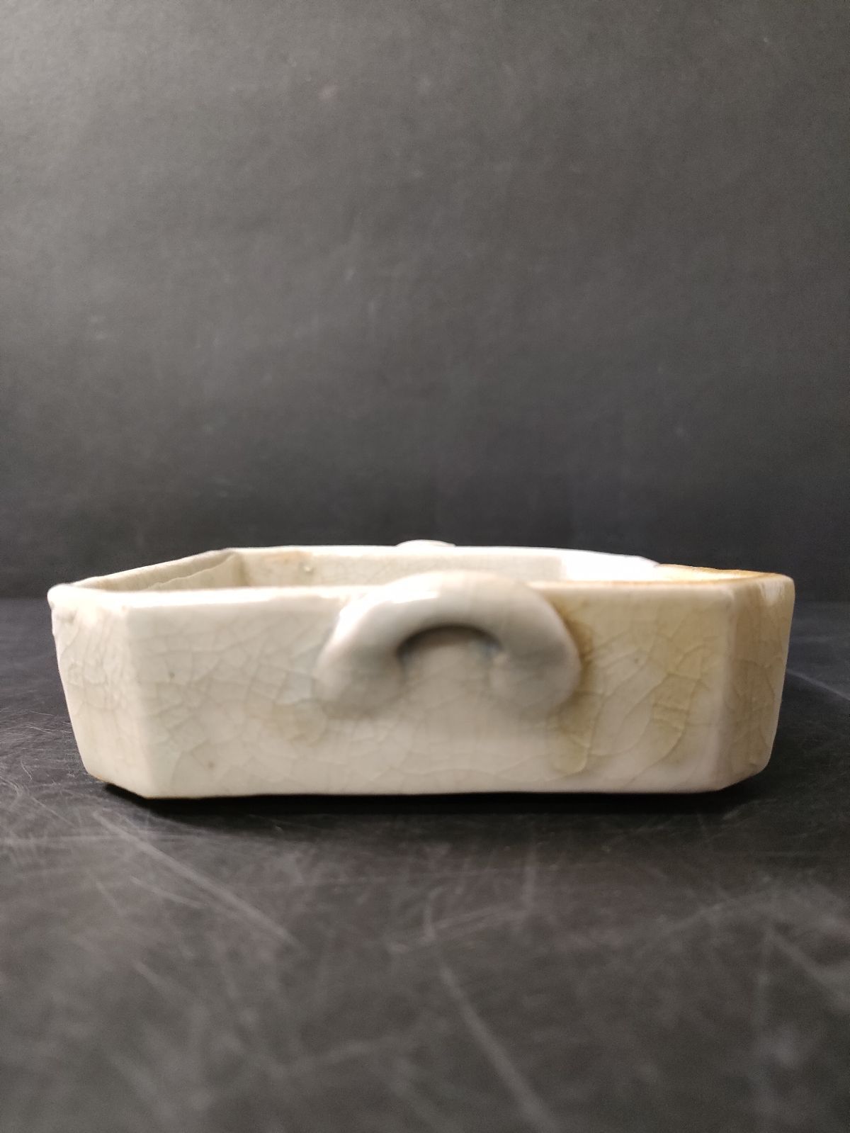 織部釉枇杷模様角刺身皿39客 小皿