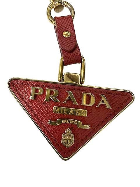 PRADA プラダ 小物 キーホルダー 三角ロゴ サフィアーノレザー レッド ゴールド金具＿S 26＿セルモアから ＿s-0843-r 26