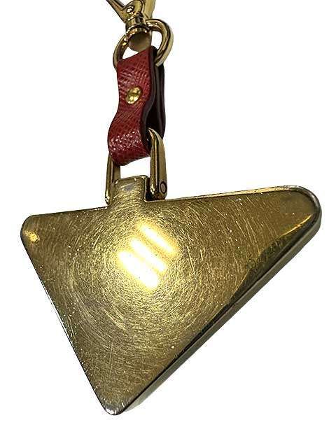 中古】PRADA プラダ 小物 キーホルダー 三角ロゴ サフィアーノレザー