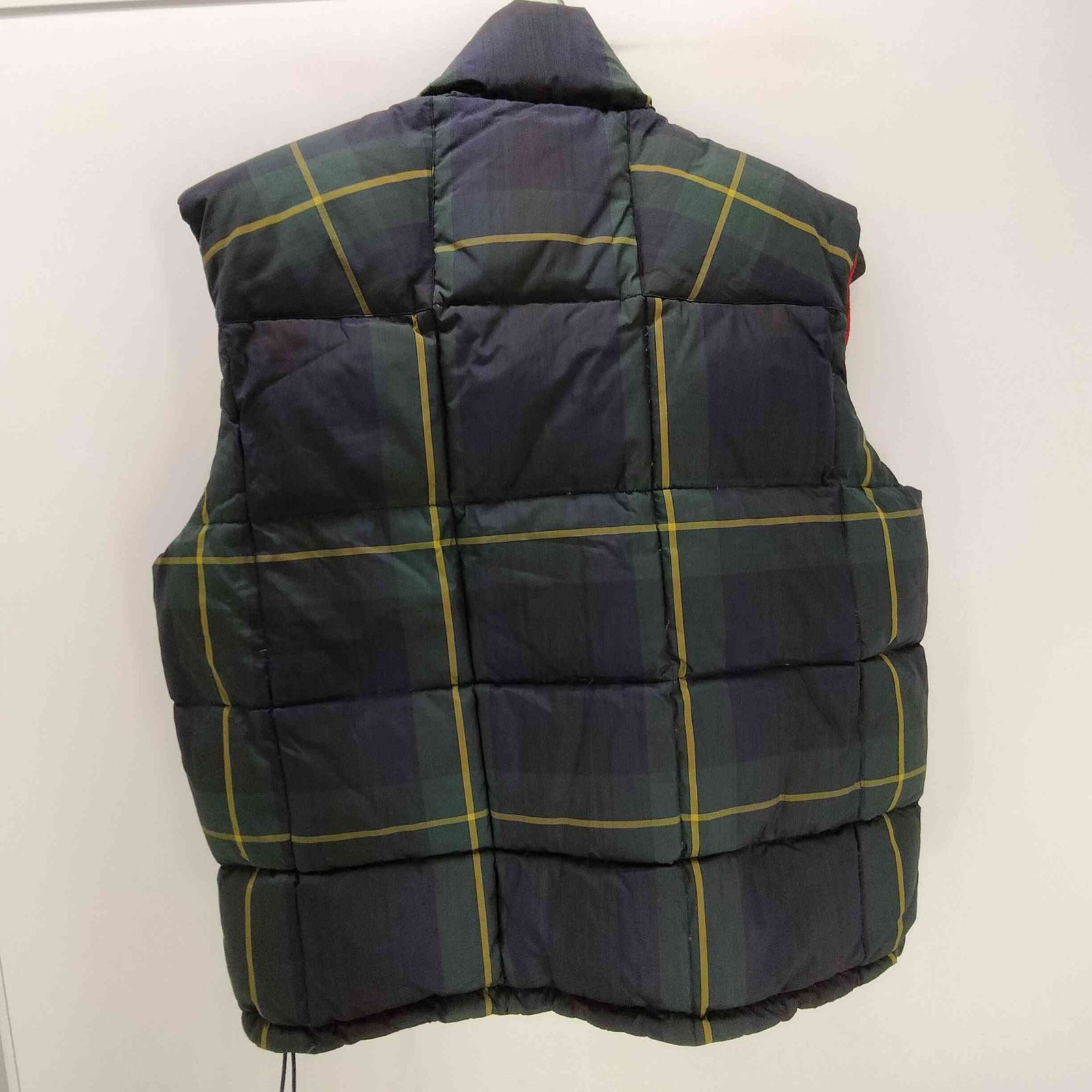 ポロスポーツラルフローレン POLO SPORT RALPH LAUREN 90S OLD 裏地フリース チェック パデッド ダウン ベスト 裾ドローコード メンズ import M