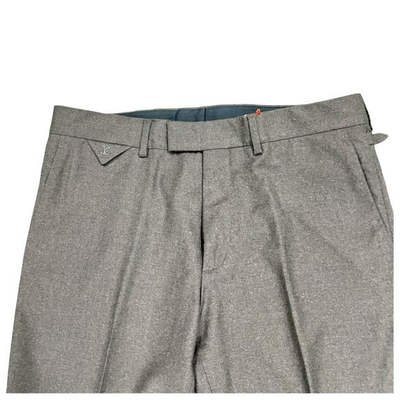 ルイヴィトン LOUIS VUITTON パンツ スラックス ロゴ グレー ウール 40 L メンズ S5X296
