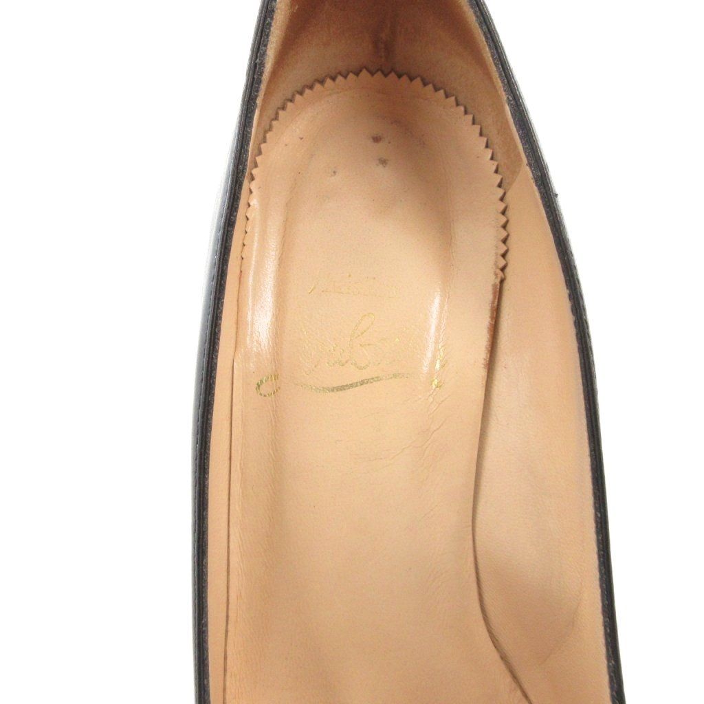  クリスチャンルブタン Christian louboutin パンプス チャンキーヒール ラウンドトゥ レザー 革 34.5 黒 ブラック GV GY 18 ハイヒール パンプス パンプス