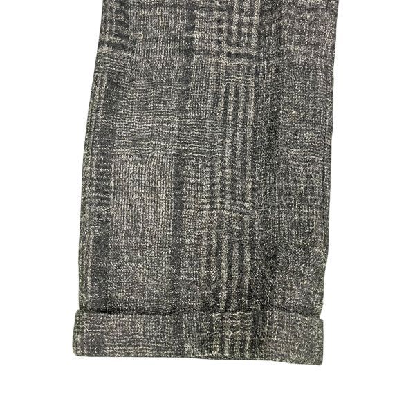 ヨウジヤマモト Yohji Yamamoto パンツ チェック 黒 グレー ウール リネン 2 M メンズ S5X295