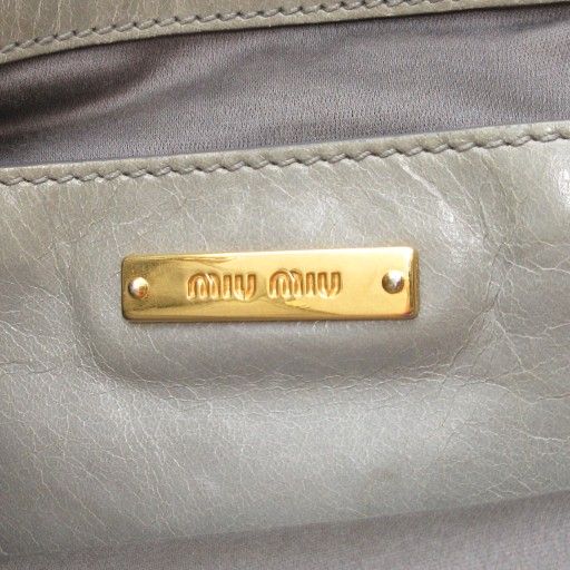  ミュウミュウ miumiu ハンドバッグ ショルダー 2 WAY 斜めがけ ロゴ レザー 緑 グリーン AE GY 18 ハンドバッグ バッグ