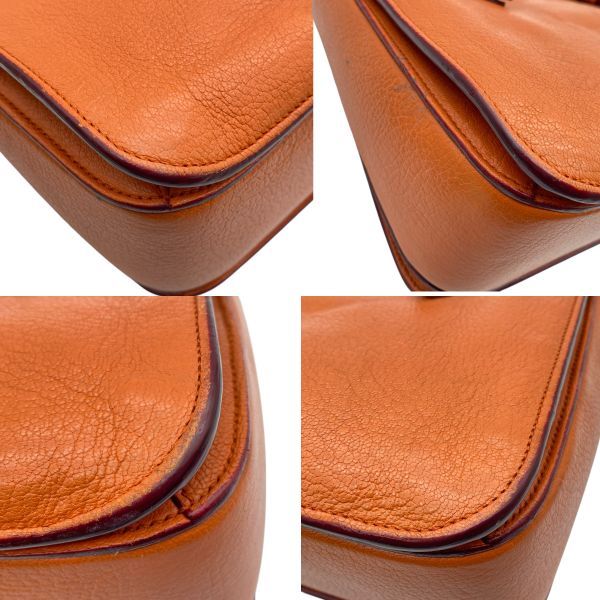  ミュウミュウ MIU マドラス Madras ハンドバッグ ショルダーバッグ 2 WAY シボ加工 オレンジ系 レザー レディース 5 E 295 ハンドバッグ バッグ