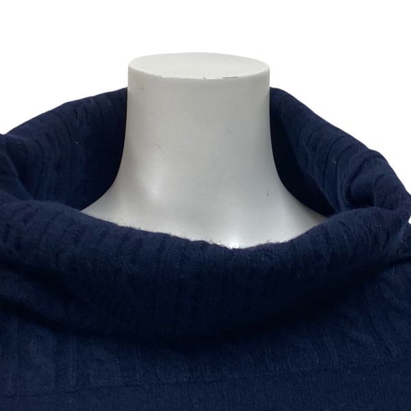 マカフィー MACPHEE プルオーバーニット 長袖 セーター オフタートルネック ネイビー ウール混 カシミア混 1 S 7号 レディース S5X329