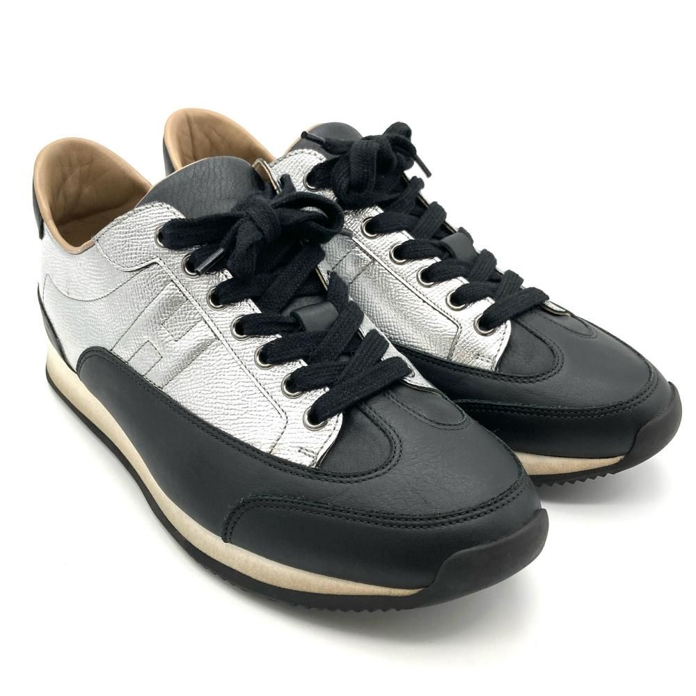 エルメス HERMES クイック スニーカー シルバー 約26cm メンズ【中古