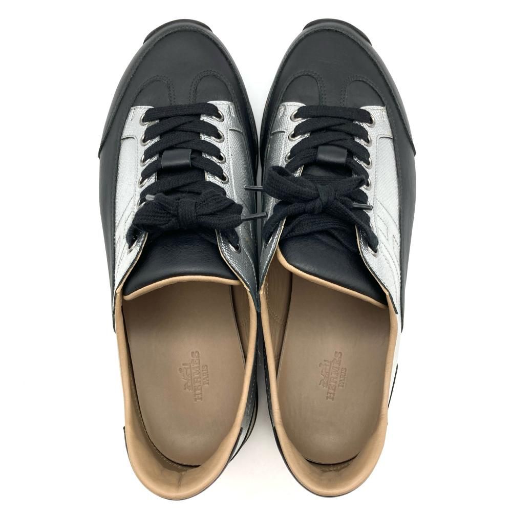 エルメス HERMES クイック スニーカー シルバー 約26cm メンズ【中古