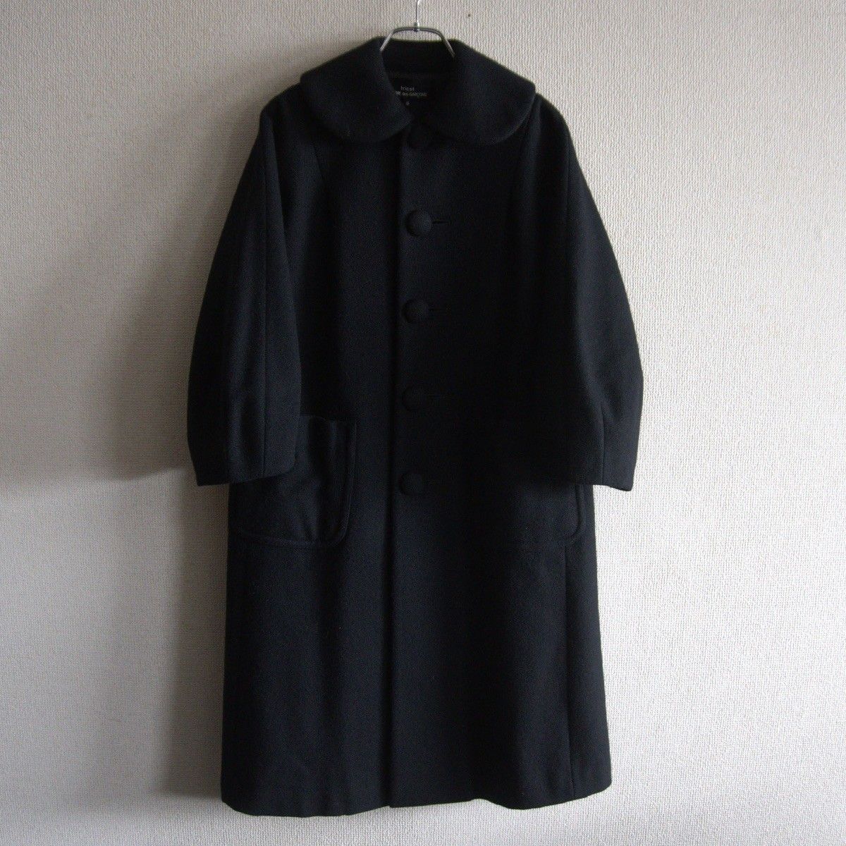 tricot COMME des GARCONS 丸襟 ウール コート S ブラック トリコ コムデギャルソン 25110390
