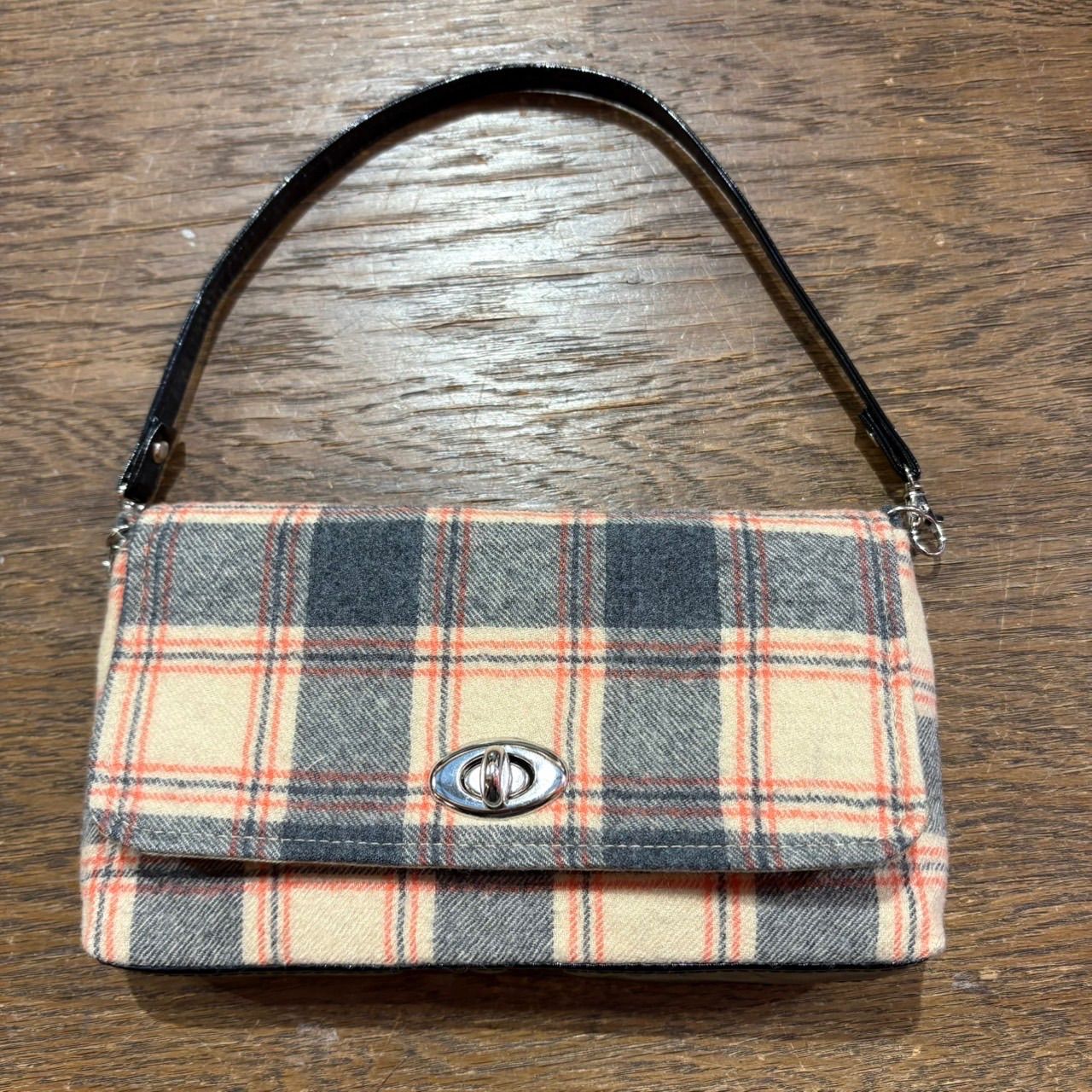 jewel trash ハンドバッグ ベージュチェック モッズ 昭和 レトロ スペースエイジ トラッド タータンチェック