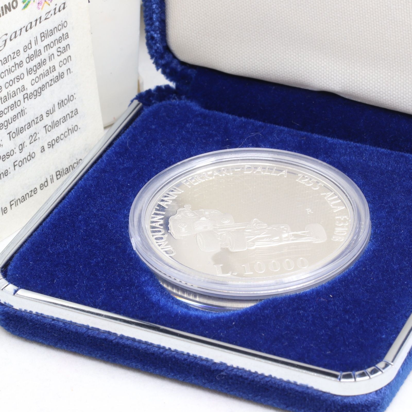 IT4RN1QG3OXC 極美品 Ferrari フェラーリ 創業50周年記念 10000リラ 銀貨 シルバー 83.5% 10000リラコイン 22.0g