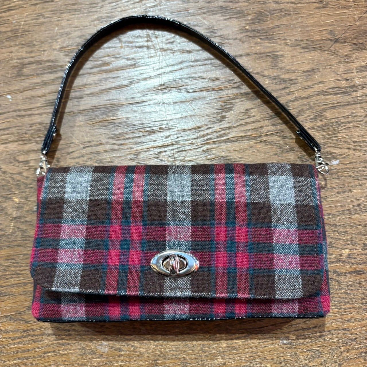 jewel trash ハンドバッグ チェック柄 ピンク×グレー モッズ 昭和 レトロ スペースエイジ トラッド タータンチェック