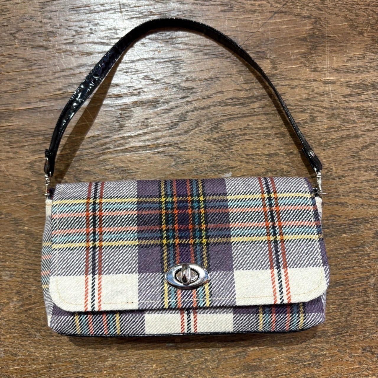 jewel trash ハンドバッグ チェック柄 パープル モッズ 昭和 レトロ スペースエイジ トラッド タータンチェック