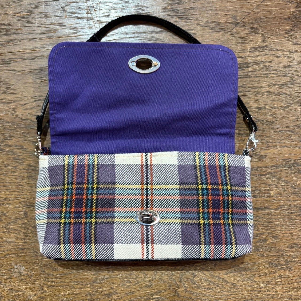 jewel trash ハンドバッグ チェック柄 パープル モッズ 昭和 レトロ スペースエイジ トラッド タータンチェック