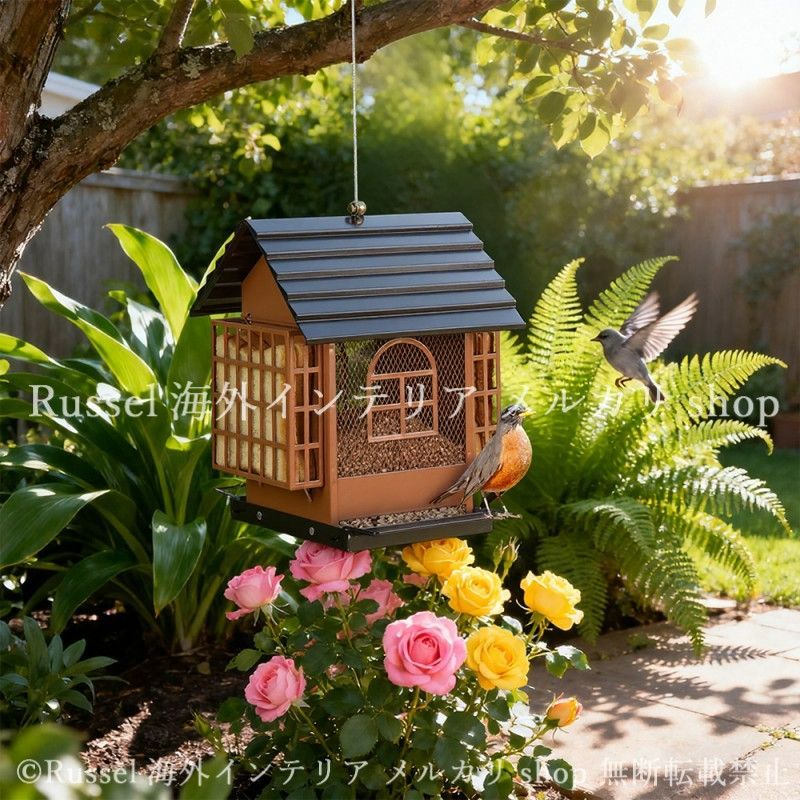ガーデンオブジェ バードフィーダー 餌箱 バードフィーダー ブラウン