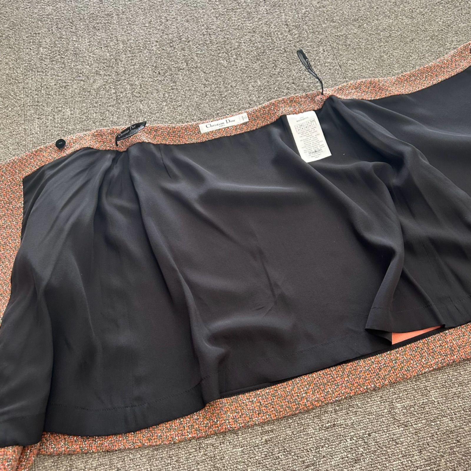 Christian Dior クリスチャンディオール ツイード スカート 34 コットン マルチ ウール レディース