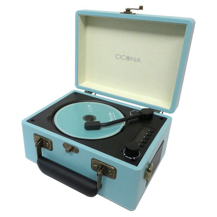 CICONIA チコニア レトロ CDプレーヤー CCD-0010-LB ライトブルー レコードプレーヤー風 CDプレーヤー Bluetooth USBメモリ再生 バッテリー内蔵 ヘッドホン端子 CD CD-R CD-RW MP3 WMA オシャレ