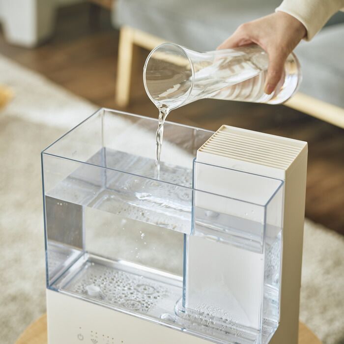 新品 QUADS ガラススチーム加湿器 GLASS 17畳対応 アイボリー QUADS