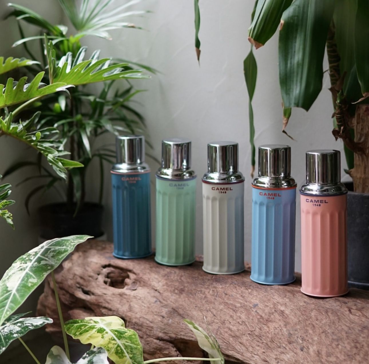 香港製 CAMEL 魔法瓶 450ml 二重ガラス 真空断熱 フラスク キャップ一体型ストッパー付き 122TG Turquolse ターコイズ