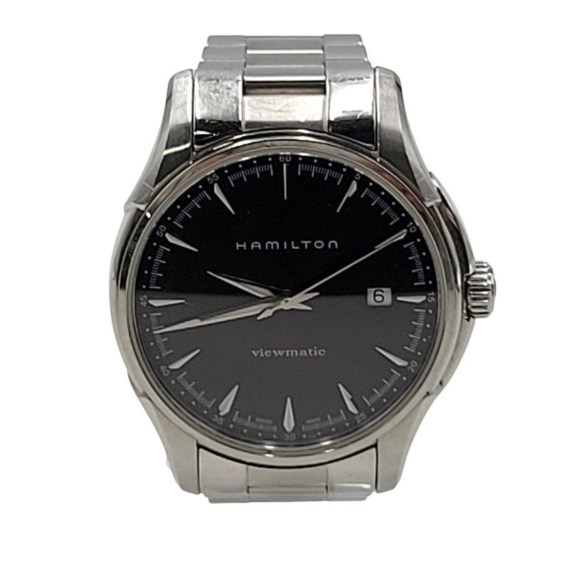 品 HAMILTON ハミルトン JAZZ MASTER VIEWMATIC QUARTZ H326650 ジャズマスター ビューマチック クォーツ 自動巻き 黒文字盤 腕時計 197-251114-ay-05-izu