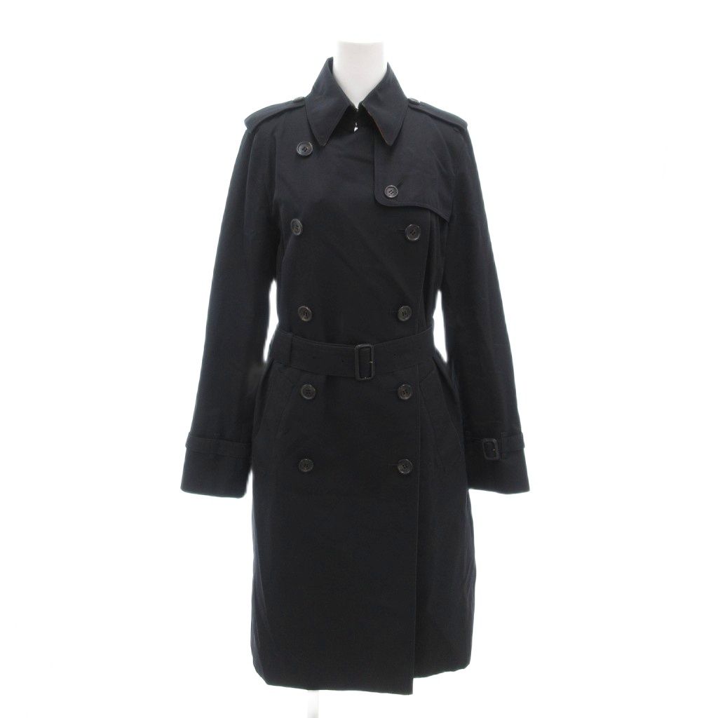 バーバリー ロンドン BURBERRY LONDON トレンチコート 38 裏地ノバチェック エポレット ミドル ハーフ丈 紺 ダークネイビー AE GY18