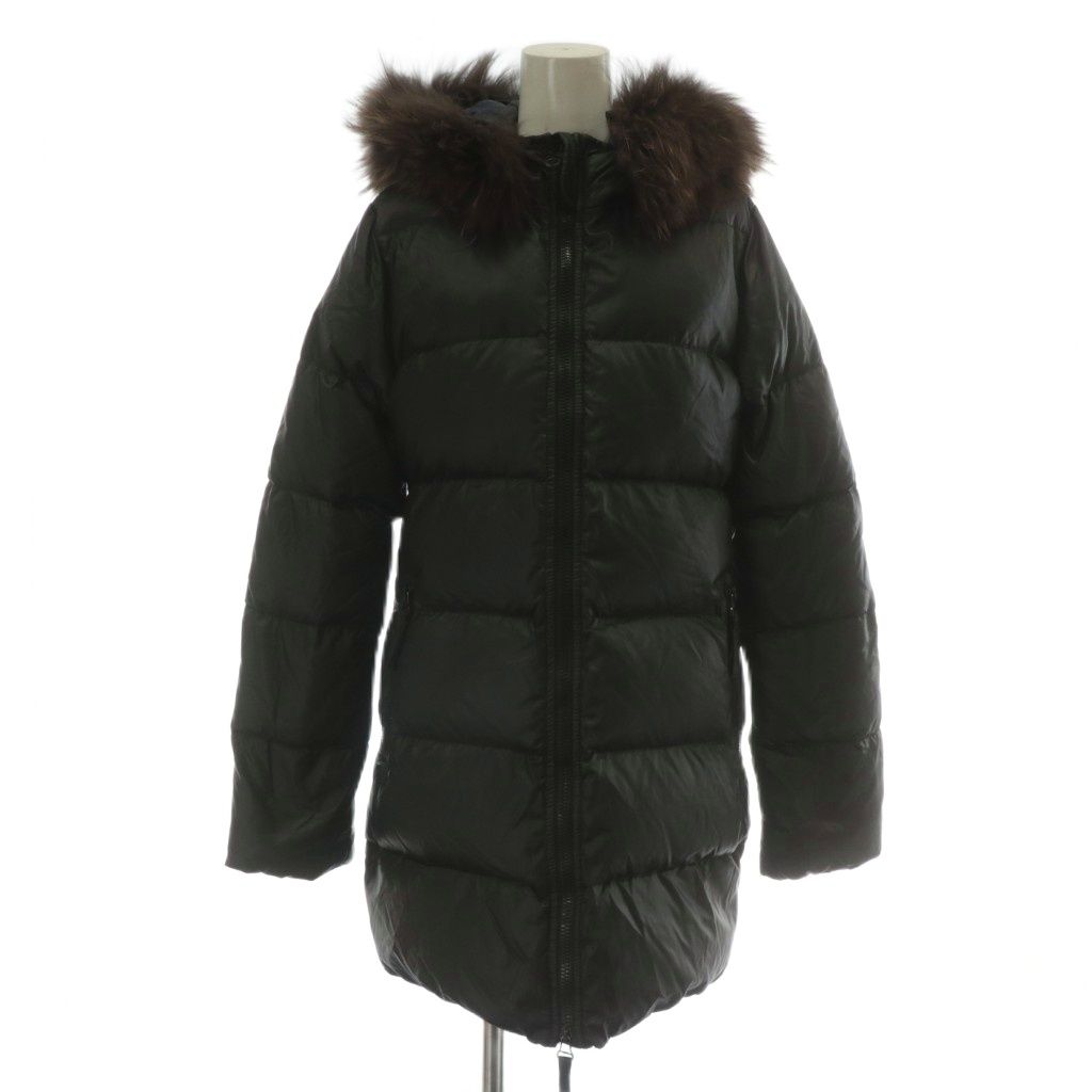 デュベティカ DUVETICA Kappa ダウンコート ジャケット アウター ナイロン ラクーンファー ミドル フード ジップアップ 40 M 黒 ブラック D.037.00.MFG-1001R XZ GY18