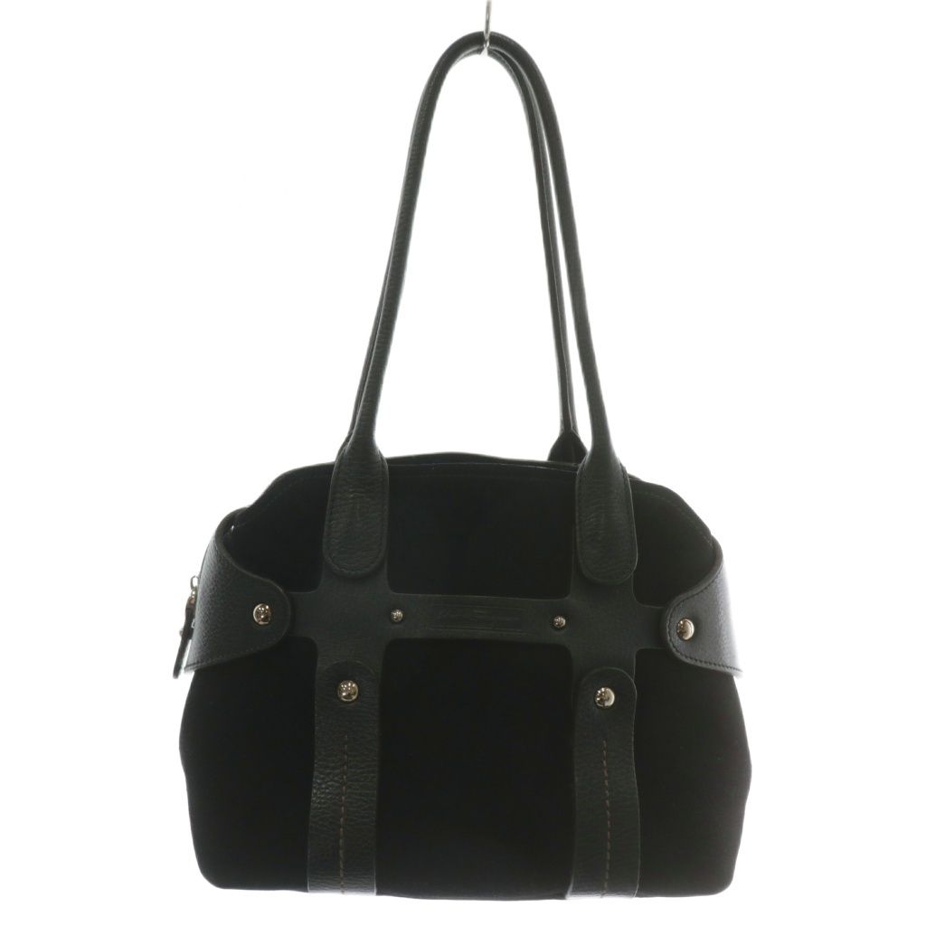 サルヴァトーレフェラガモ Salvatore Ferragamo ハンドバッグ トート スエード レザー ロゴ 型押し 黒 ブラック EY-21 7994 XZ GY11