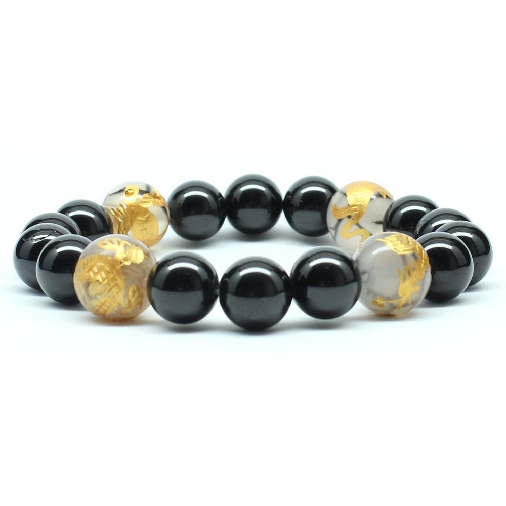 四神獣ブレス】12ミリ×10mm MIX数珠 玄武 皇帝龍 鳳凰 白虎 ＆ドラゴン