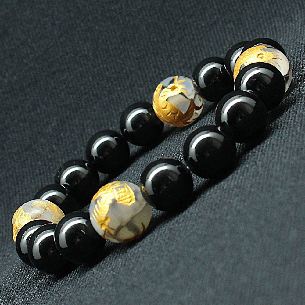 四神獣ブレス】12ミリ×10mm MIX数珠 玄武 皇帝龍 鳳凰 白虎 ＆ドラゴン