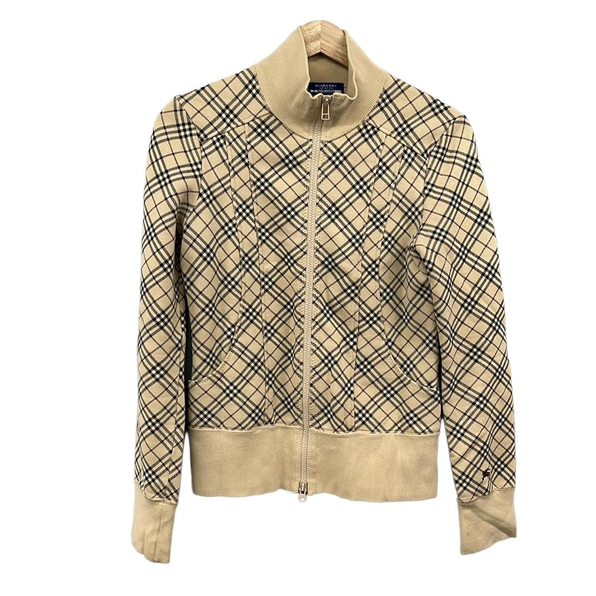 バーバリーブルーレーベル ブルゾン サイズ38 M レディース - ベージュ×黒×ボルドー 長袖 チェック柄 ジップアップ 春 秋