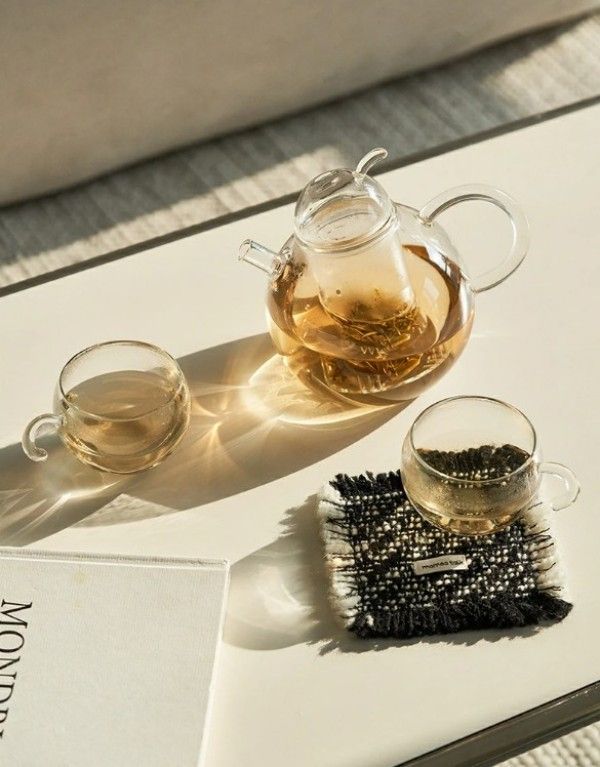 耐熱ガラス ティーポット ガラスティーポット ガラス急須 ガラスポット ティーセット ティーカップ ティーグラス 茶こし付き ガラス製ポット 手作り ジャンピング 紅茶ポット フルーツティー 花茶 母の日プレゼント 透明 3点セット