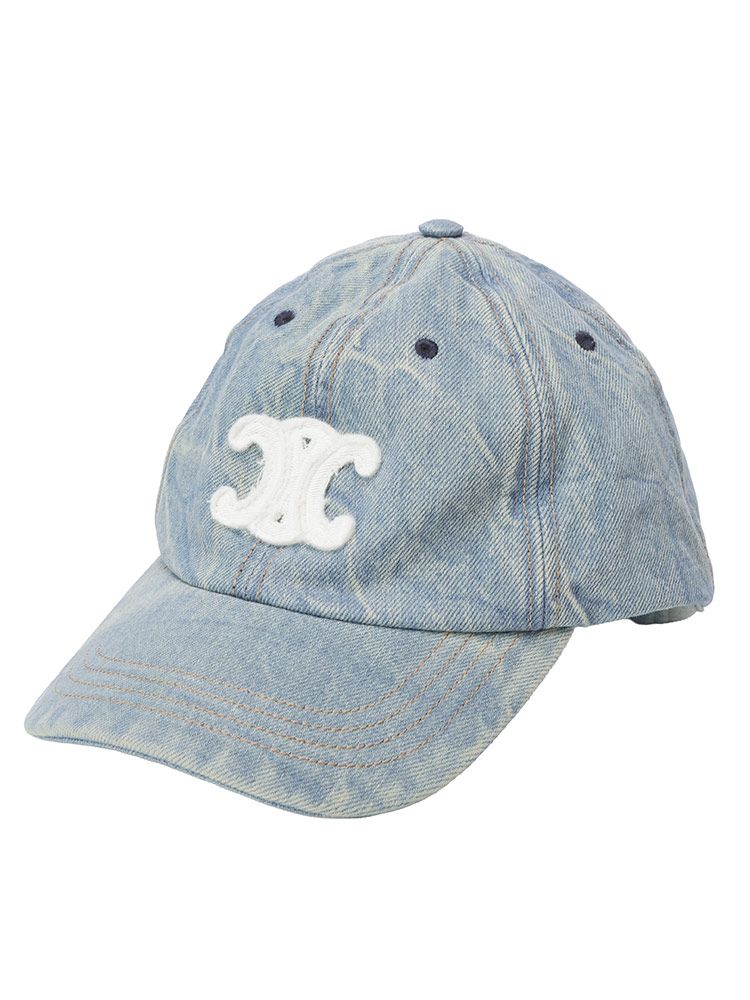 CELINE セリーヌ トリオンフ デニム ロゴ刺繍 キャップ