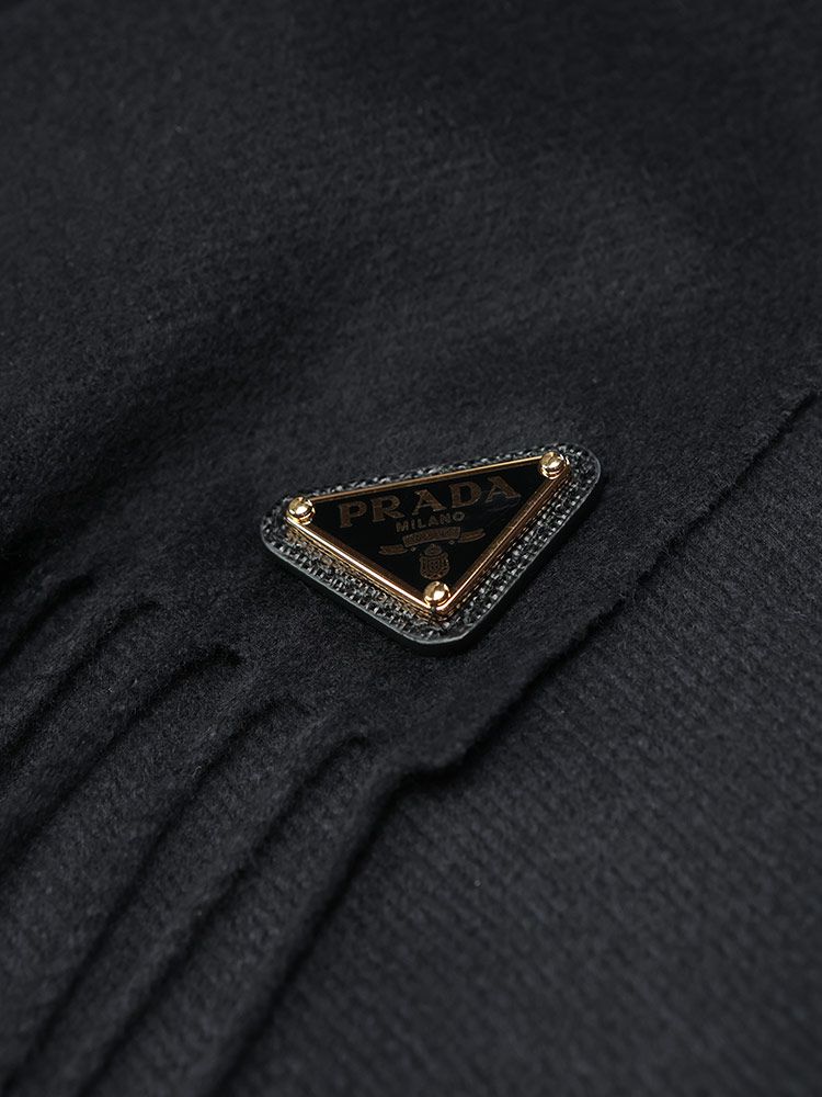 PRADA プラダ カシミヤ混 ワンポイントロゴ マフラー