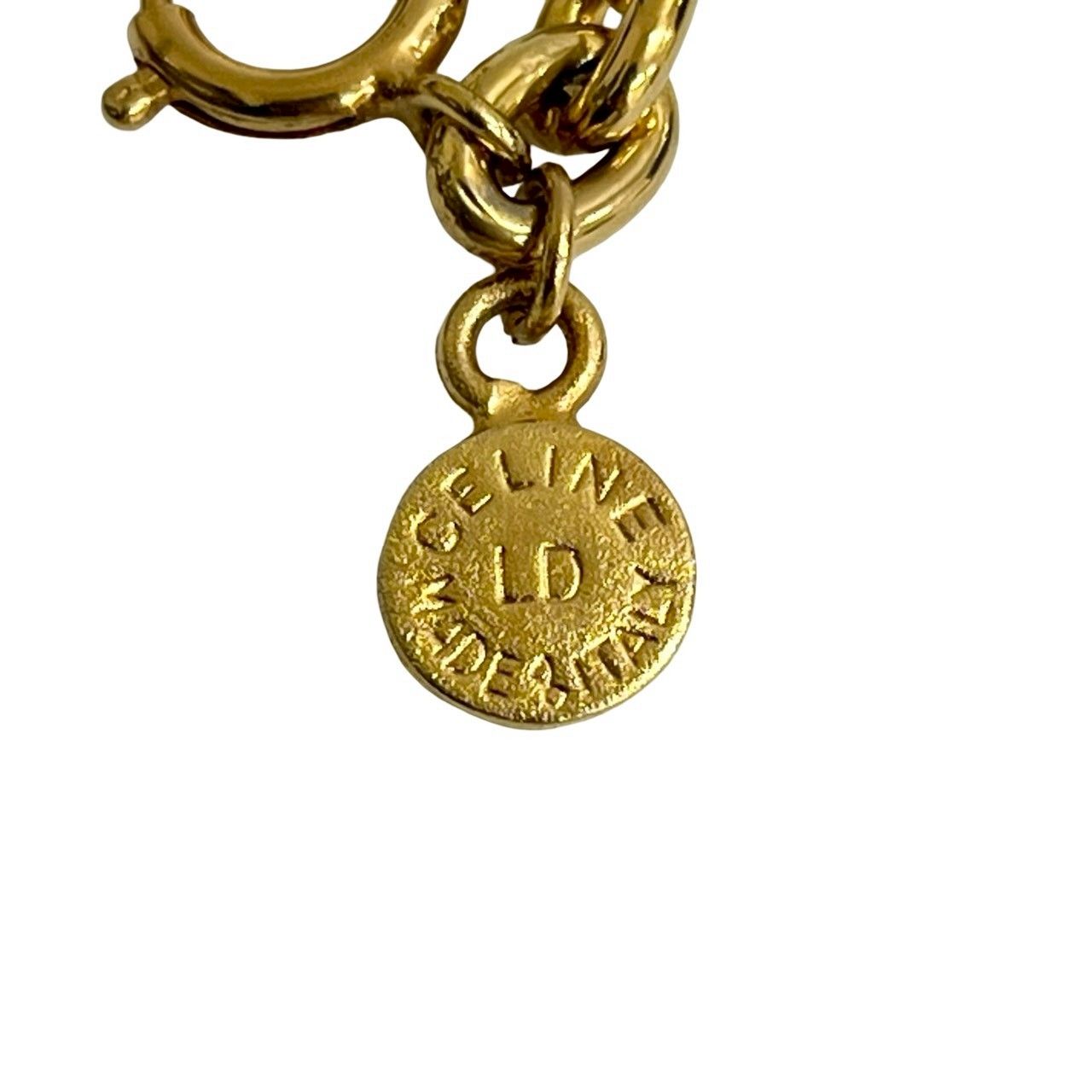 保存 CELINE セリーヌ ヴィンテージ サークルロゴ GP チェーン ブレスレット バングル ゴールド jpe 59-6