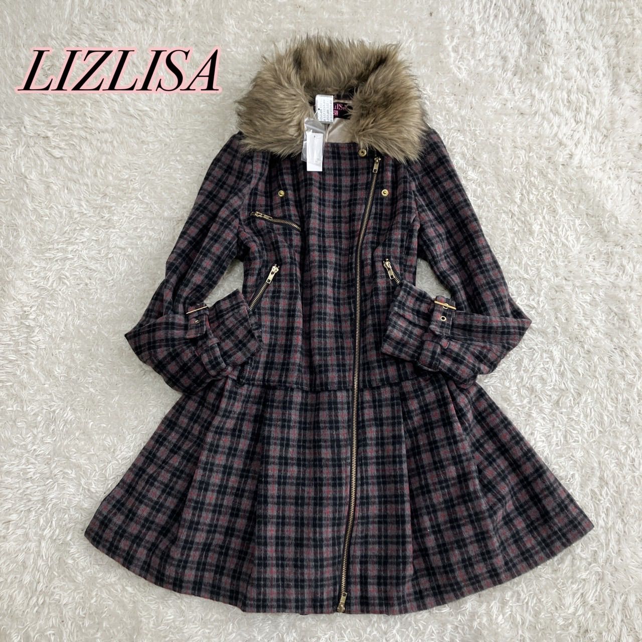 激 LIZLISADOLL リズリサ コート ファー付き 裏地総柄