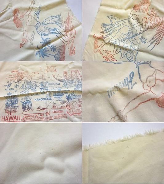 ビンテージ HAWAII ハワイ アロハ ファブリック おしゃれ生地 古着 リペア リメイク D 86 71 0006 ZV